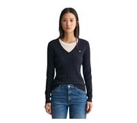 Gant - Maglione Girocollo in Cotone Intrecciato - - Knitwear - Donna - Blu - L