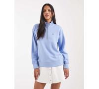 Gant - Maglione in cotone azzurro con zip corta-Blu M