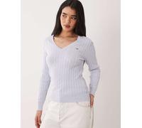 GANT - Maglione lavorato a trecce con scollo a V celeste-Blu L