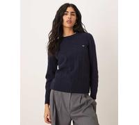 GANT - Maglione lavorato a trecce in lana d'agnello blu navy S