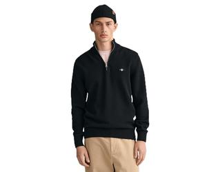 GANT Men's Casual Cotton Half Zip Knit, Dark Grey Melange