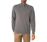 GANT Mezza Cerniera in Cotone Classico Maglione Pullover Mens, Grigio, XXL