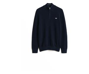 Gant - Mezza Zip in Cotone Micro Trama - - Sweatshirts & Hoodies - Uomo - Blu - L
