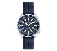 Gant Naples-IPB - Orologio da polso da uomo con 3 mani, con datario 45 mm di diametro della cassa argentata, quadrante blu, cinturino in gomma, blu, blu, Cinturino