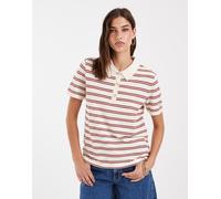 Gant - Polo a maniche lunghe rosa e crema a righe-Bianco M