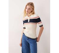 GANT - Polo color crema a righe con bottoni-Neutro S