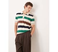 Gant - Polo con logo a righe a contrasto-Bianco 46