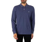 Gant Polo da Uomo Reg Shield LS Pique Rugger, Blu Jeans Scuro mélange., M