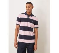 GANT - Polo piqué a righe colorblock rosa con logo dello scudo 42