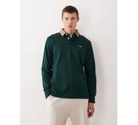 GANT - Polo verde scuro a maniche lunghe con colletto in velluto a coste 62