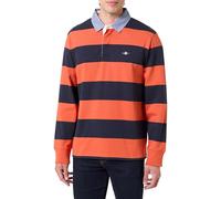 GANT Reg Chambray Stripe Heavy Rugger Polo, Arancione Scuro, L Uomo