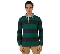 GANT Reg Chambray Stripe Heavy Rugger T-Shirt, Verde Foresta, M Uomo