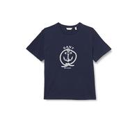 GANT Reg Graphic SS T-Shirt, Blu-Evening Blue, L Donna