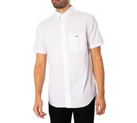 GANT Reg Poplin SS Shirt, Camicia Reg in Popeline SS Uomo, White,