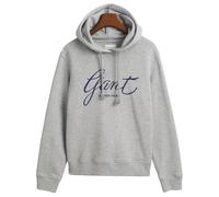 GANT Reg Script-Felpa con Cappuccio, Dusty Navy, L Donna