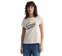 GANT Reg Script Graphic-Maglietta T-Shirt, Eggshell, XS Donna