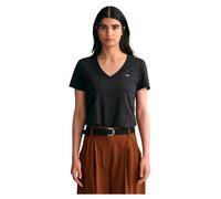 GANT Reg Shield SS-Maglietta con Scollo a V T-Shirt, Nero, S Donna