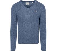 GANT Scollo a V in Lana d'Agnello Extra fine Maglione, Pietra Blu Melange, XXX-Large Uomo