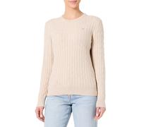 GANT Stretch Cotton Cable C-Neck Pullover, Seed Melange, L Donna