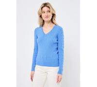 GANT - Stretch Cotton Cable V-Neck Blu - Abbigliamento M Blu