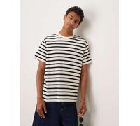 GANT - T-shirt a nido d'ape color panna a righe-Bianco 50