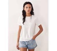 GANT - T-shirt aderente bianco guscio d'uovo con logo piccolo XS