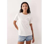 GANT - T-shirt aderente bianco guscio d'uovo con logo vintage piccolo S