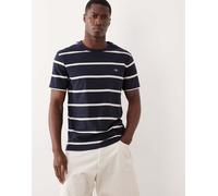 GANT - T-shirt blu navy a righe con logo dello scudo 58