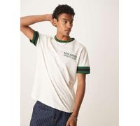 GANT - T-shirt crema con grafica e profili a contrasto-Bianco 62