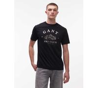 GANT - T-shirt nera con grafica Ski Club sul petto-Nero 42