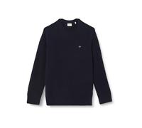 GANT Textured Cotton C-Neck Pullover, Blu-Evening Blue, XL Uomo