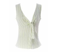 Gant Top Senza Maniche In Cotone A Righe Verde Lime