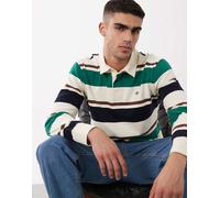GANT - Top stile rugby color crema e blu navy a righe a contrasto con logo-Verde 58