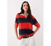 GANT - Top stile rugby rosso e nero a righe con bottoni XS