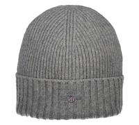 GANT Unisex Berretto - Shield Lana Beanie, Rippstrick, Woll-Mix, Logo One Taglia
