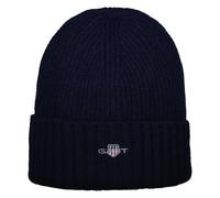GANT Unisex Berretto - Shield Lana Beanie, Rippstrick, Woll-Mix, Logo One Taglia