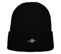 GANT Unisex Berretto - Shield Lana Beanie, Rippstrick, Woll-Mix, Logo One Taglia