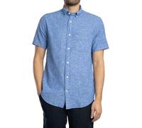 GANT Uomo Camicia A Maniche Corte in Cotone E Lino Regolare, Rich Blue, S
