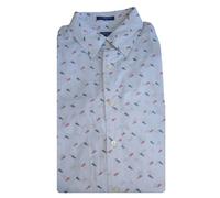 Gant Uomo Capri Blu Fil Un Coupe Bandiera Aderente Button Down Maglia 365692 M