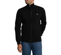 GANT Uomo Cardigan con cerniera in lana d'agnello superfine, Nero
