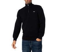GANT Uomo Felpa Casual in Cotone con Mezza Zip, Black, M