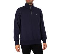 GANT Uomo Felpa con zip 1/4 Regular Shield, Blu