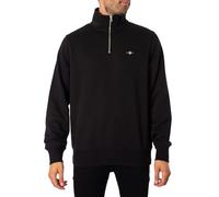 GANT Uomo Felpa Normale con Zip E Scudo, Black, S