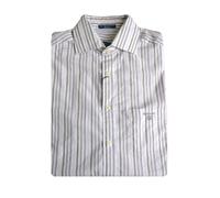 Gant Uomo Grafite Easy Care Tessuto Pettinato Righe Camicia 342846 Taglia M Nwt