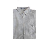 Gant Uomo Grigio Tech Prep Pique Quadri Camicia Aderente 364662 Taglia Media Nwt
