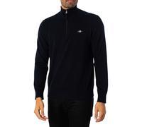 GANT Uomo Maglia classica in cotone con mezza zip, Blu