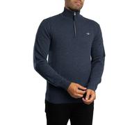 GANT Uomo Maglia mezza zip in lana d'agnello superfine, Blu