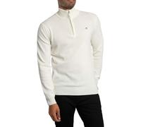 GANT Uomo Maglia Mezza Zip in Lana d'Agnello Superfine, Cream, L