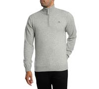 GANT Uomo Maglia mezza zip in lana d'agnello superfine, Grigio