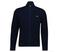 GANT Uomo Stirckjacke Con Colletto Alto - Micro Textured Cotone Zip Cardigan